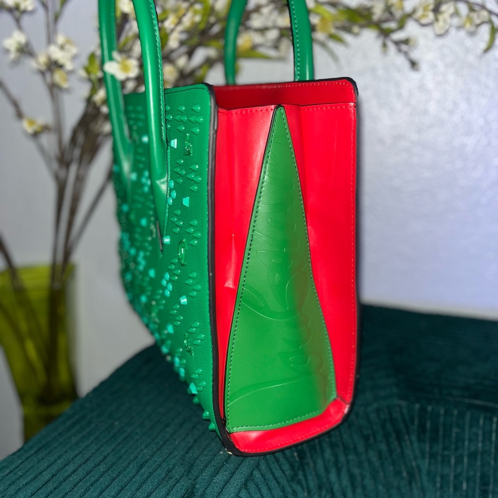 Green/Red or Purple/Red Studded Tote